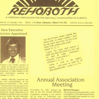 Newsletter 1981 – hiring of new Executive Director